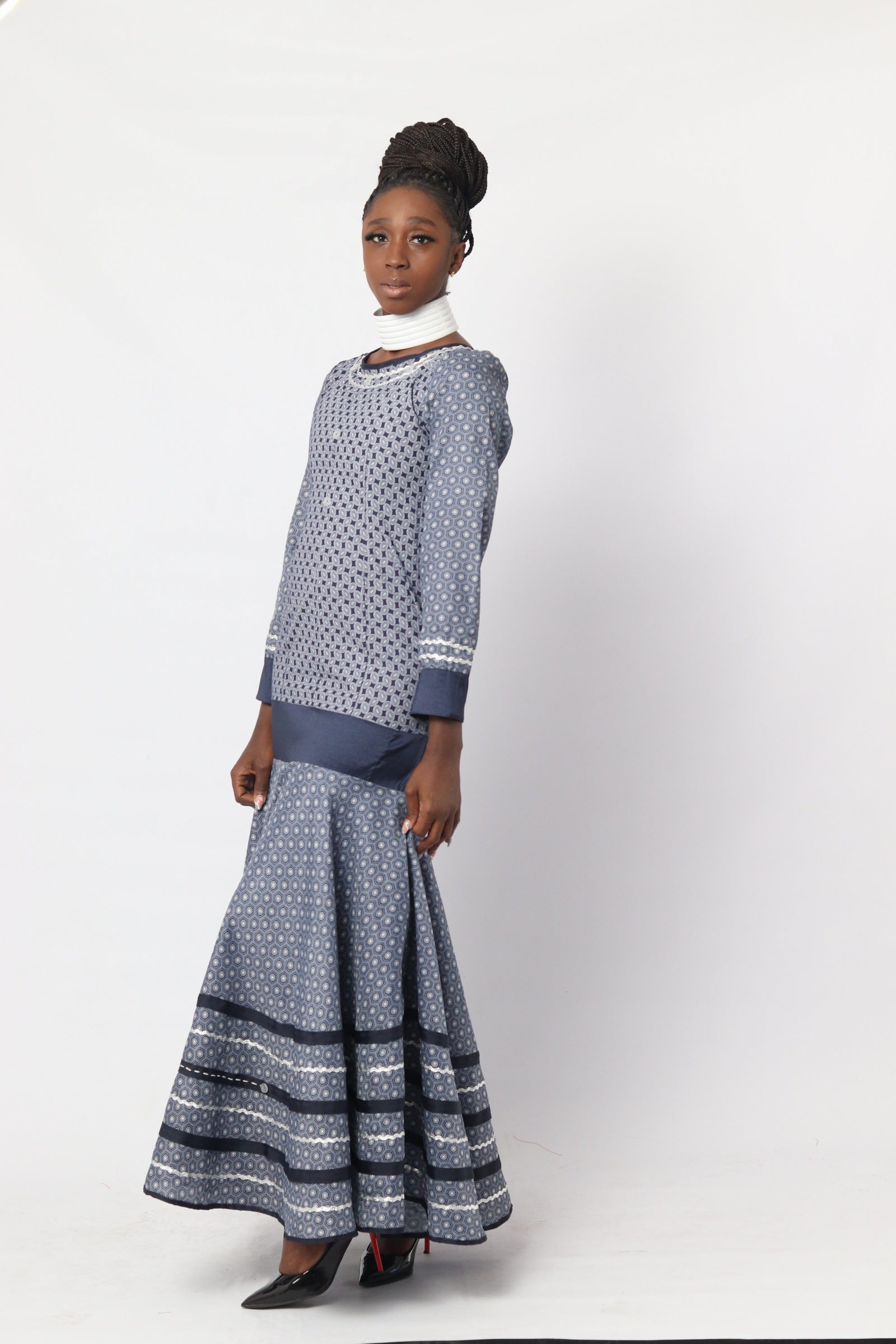 Long sleeve shweshwe clearance dresses