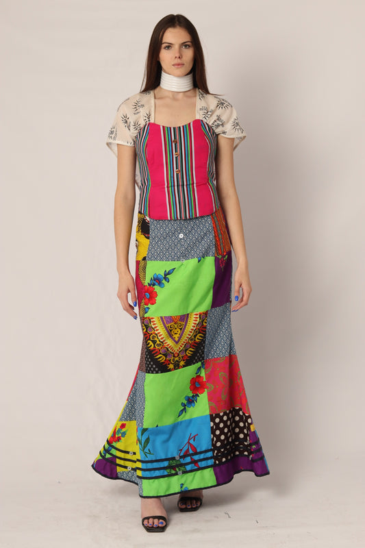 Zwilakhe Multi-colour Quilt  High-waist skirt