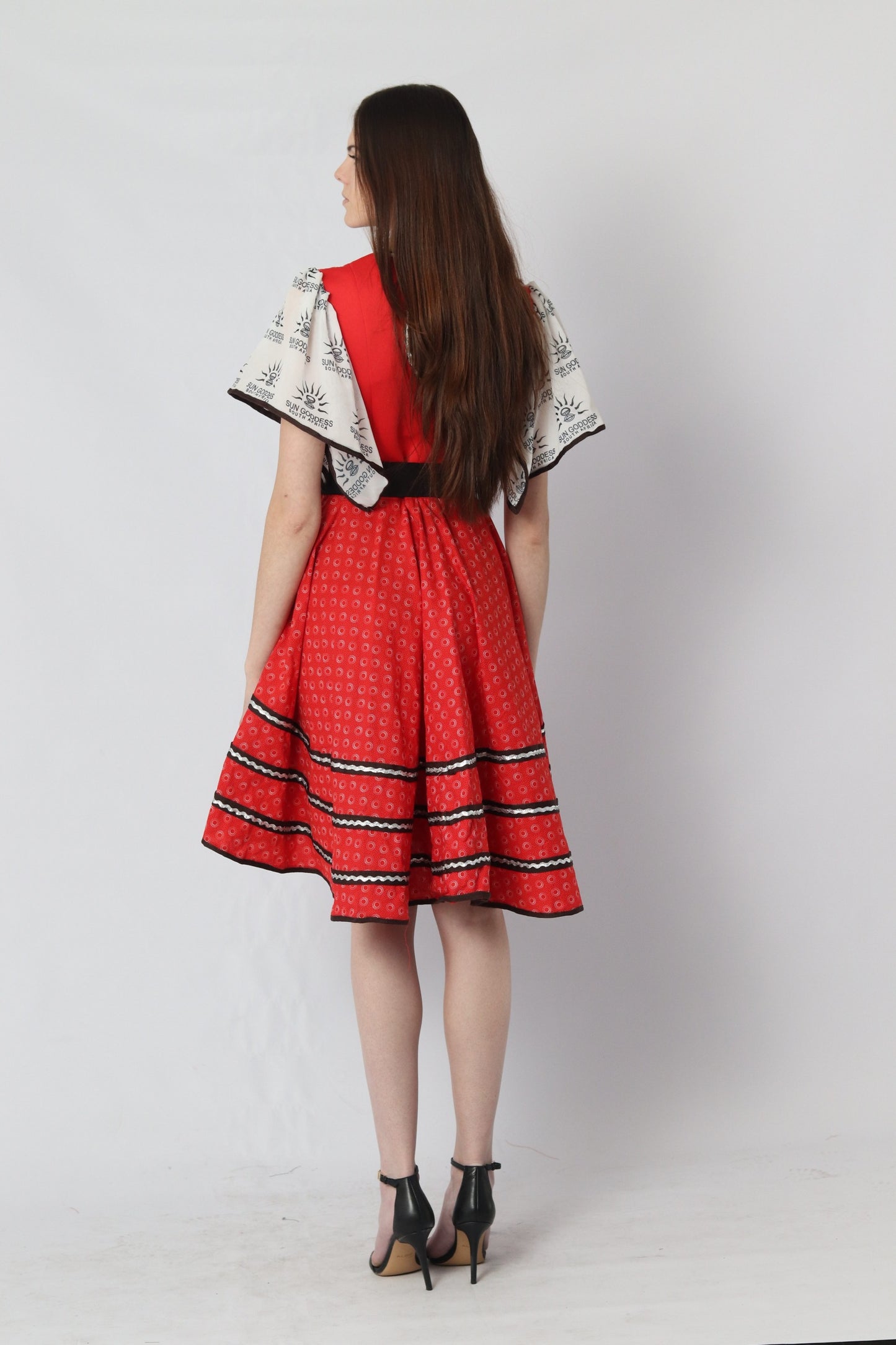 Red Seshweshwe Sazinge dress