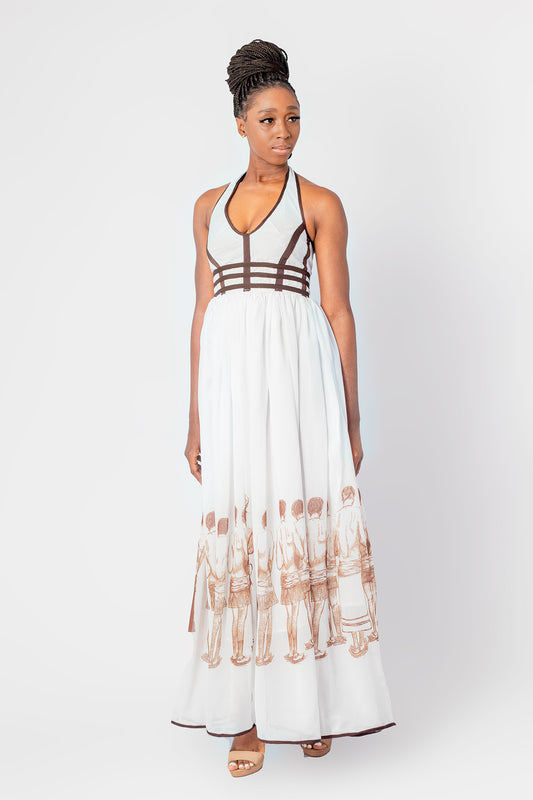The white Bhelekazi Halterneck Limani Dress