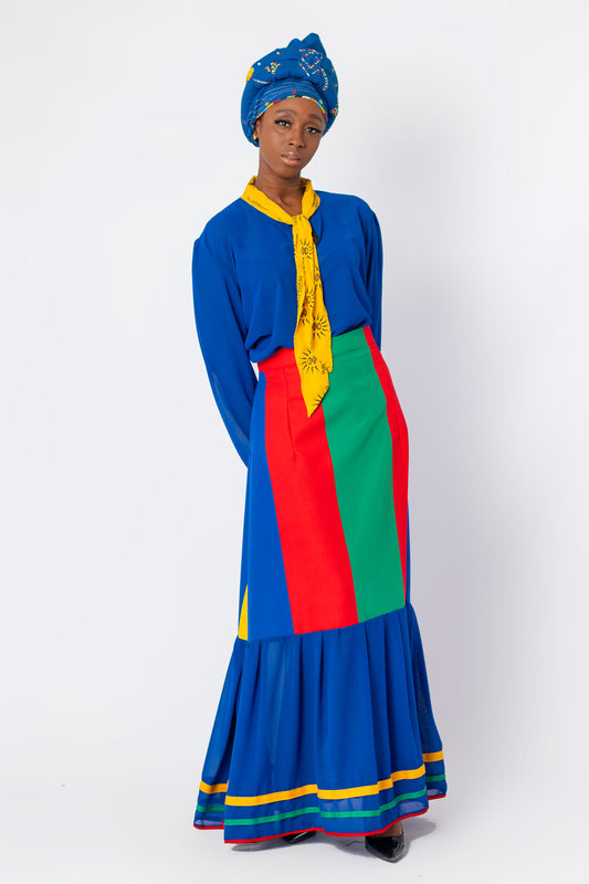 The multi colored Ndebele Buntu Maxi skirt