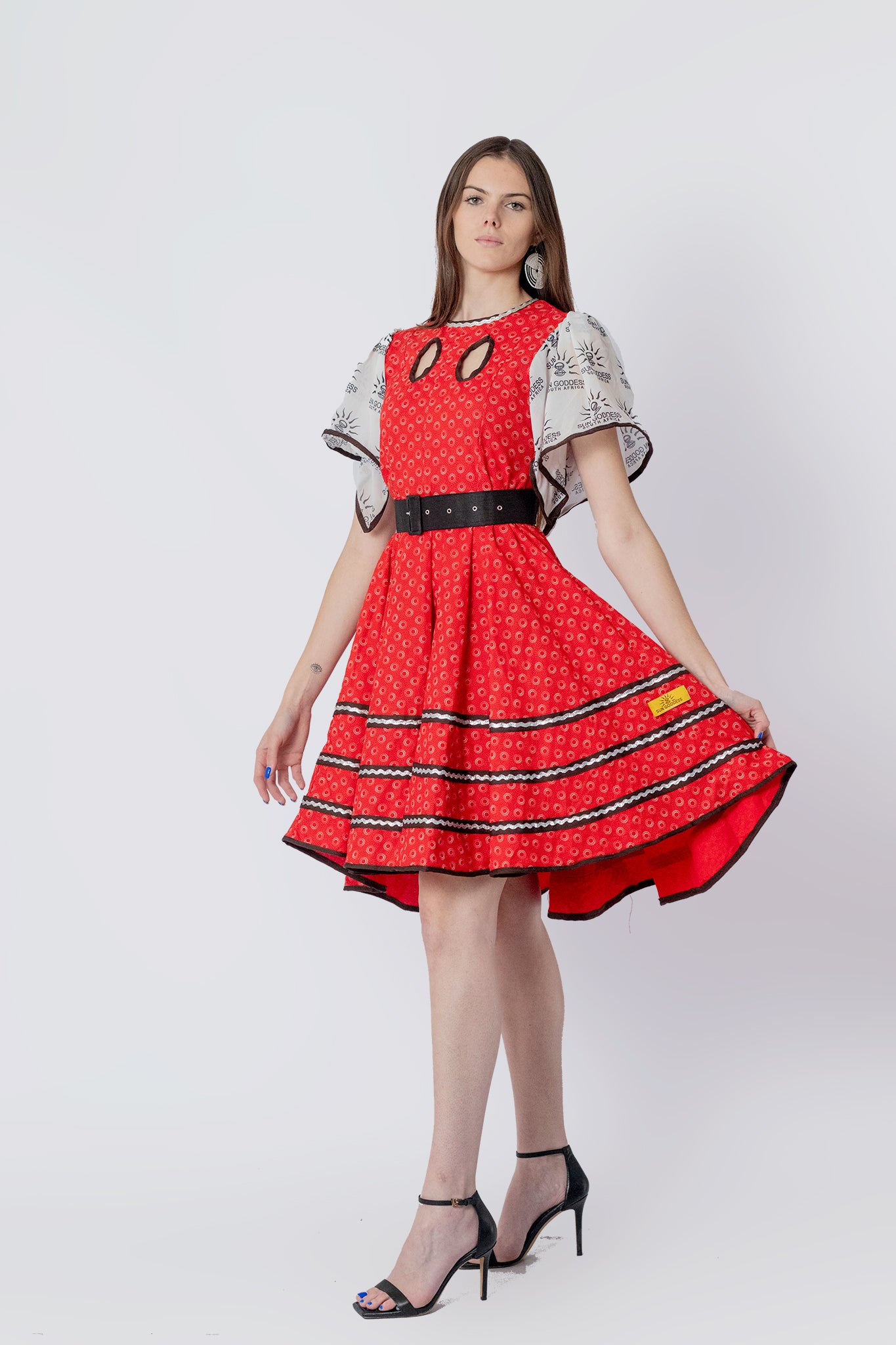Red Seshweshwe Sazinge dress